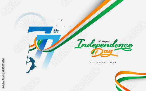 77 Years Happy Indian Independence Day Celebration Background Banner Design Template, Happy Independence Day Background Illustration
