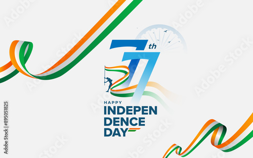 77 Years Happy Indian Independence Day Celebration Background Banner Design Template, Happy Independence Day Background Illustration