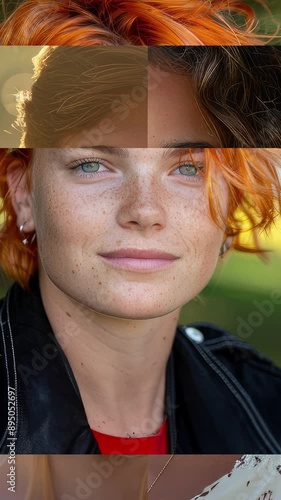 The Beauty of Change: Capturing Teenage Diversity in Fine Art Portraits - faces of teens morphing with mosaic effect vertical