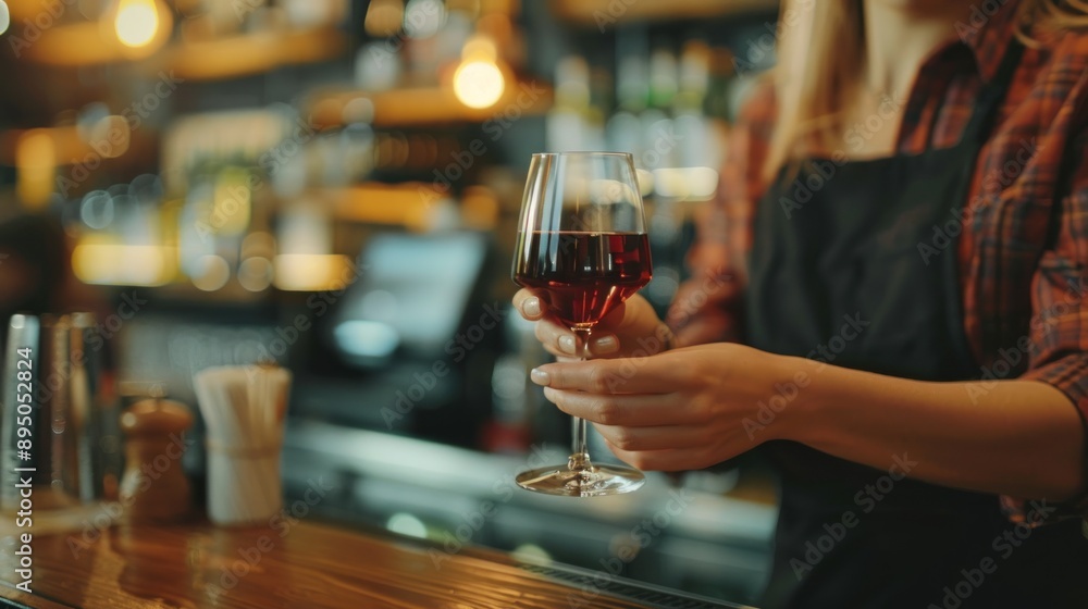 Bartender Holding a Glass of Red Wine Bartender Holding a Glass of Red Wine