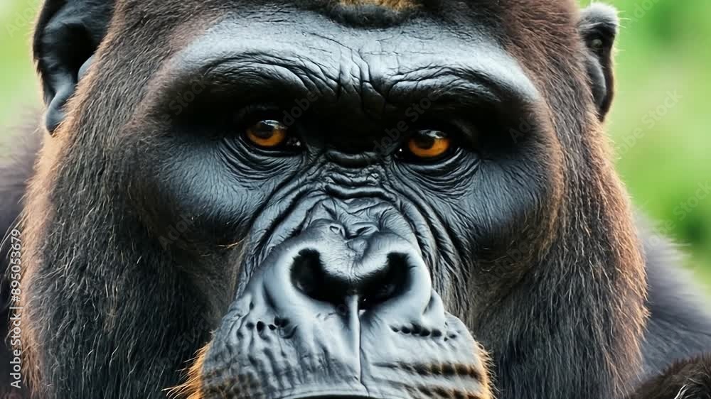 Close-up of the head of a peaceful male gorilla. Close-up of the head of a peaceful male gorilla.