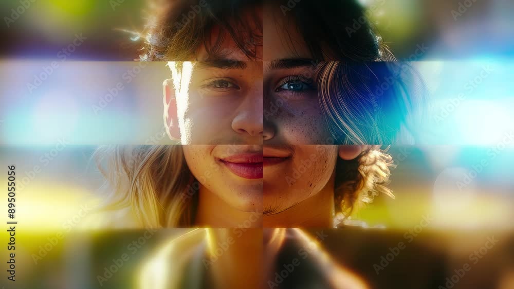 The Beauty of Change: Capturing Teenage Diversity in Fine Art Portraits - faces of teens morphing with mosaic effect 