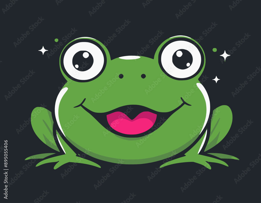 Fototapeta premium Cute Frog Vector Illustration - Cartoon Line Art Clipart Design 