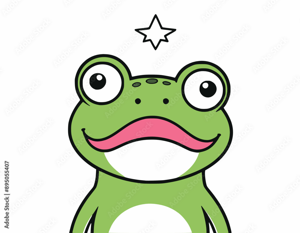 Obraz premium Frog head vector art illustration with white background 