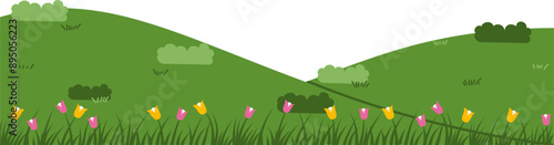 Grass and flower landscape Illustration
