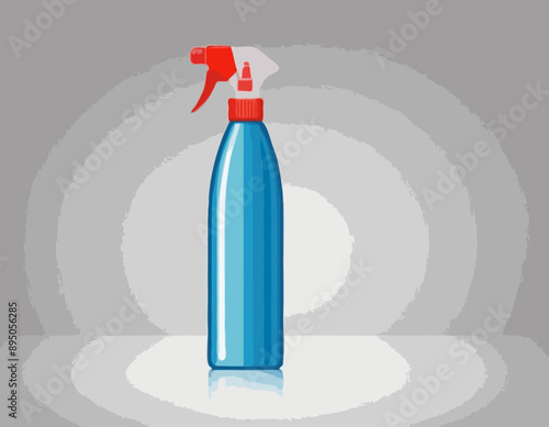Empty spray bottle with plastic cap, blank label 