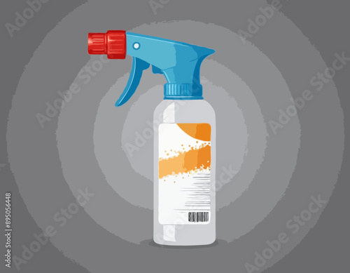 Empty spray bottle with plastic cap, blank label 