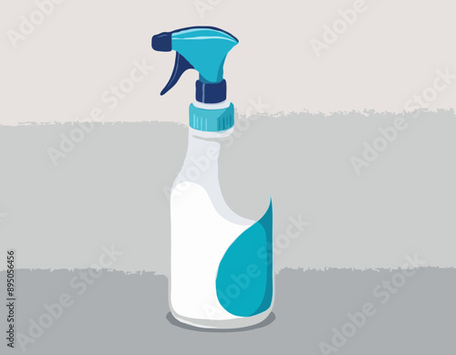 Empty spray bottle with plastic cap, blank label 