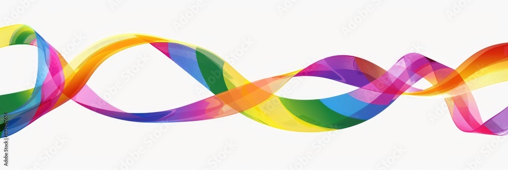 Fototapeta premium Corner Ribbon Flag. Colorful Rainbow Ribbon Border Design with LGBTQ Pride Flag Art