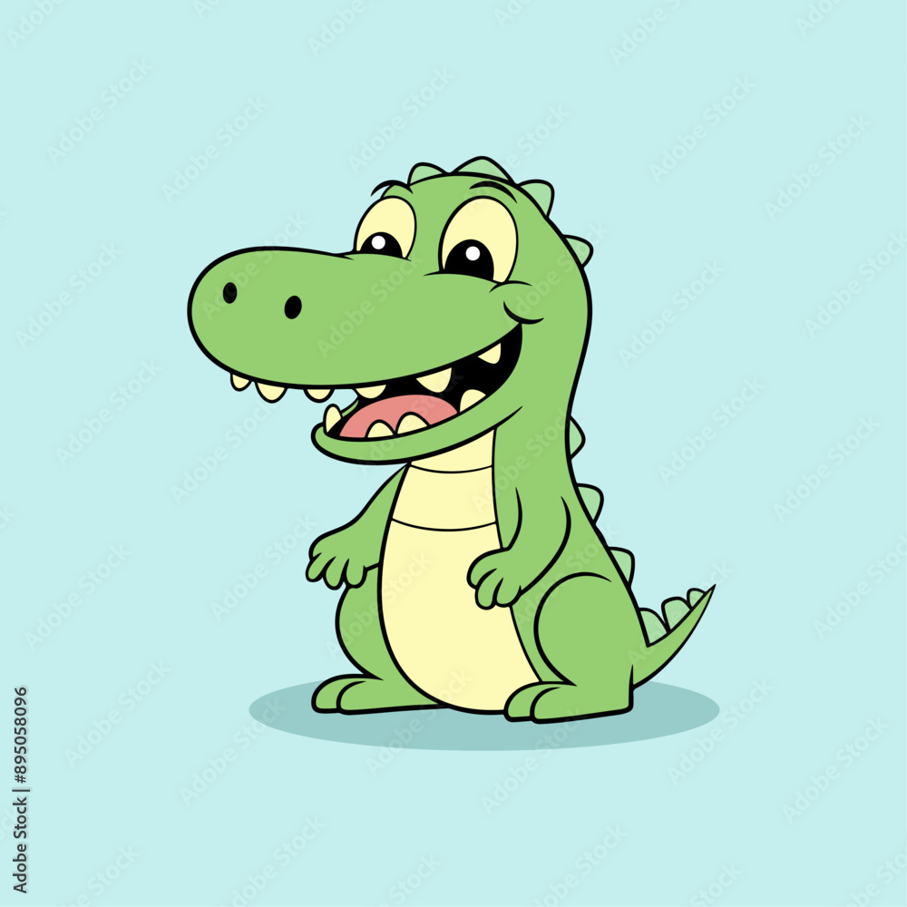 Naklejka premium A cute cartoon crocodile standing upright, Vector illustration