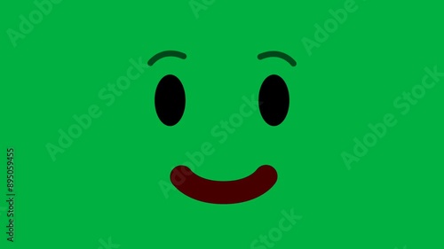 winking face expression. one eye blinking face on green screen. seamless animation of winking eye.