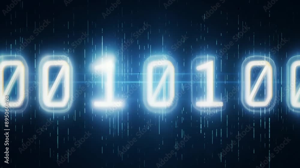 A close-up of a digital display showing the binary code for 1000. The code is illuminated in white on a blue background.