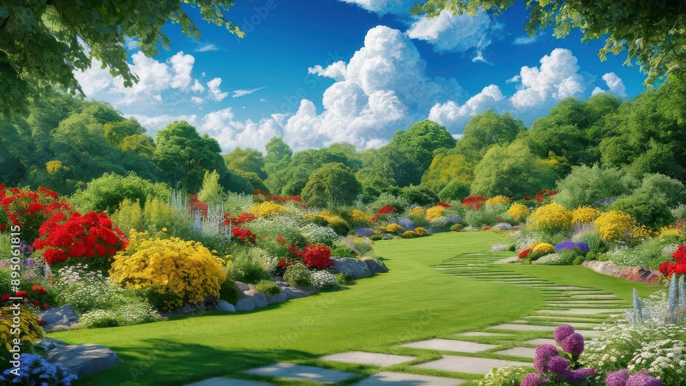 Obraz premium Breathtaking Mountain Landscape with Majestic Peaks and Lush Valleys