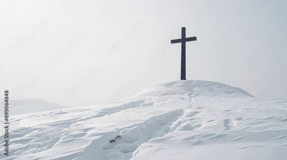 A solitary cross stands against a pristine white backdrop, evoking a sense of purity and spirituality. A solitary cross stands against a pristine white backdrop, evoking a sense of purity and spirituality.
