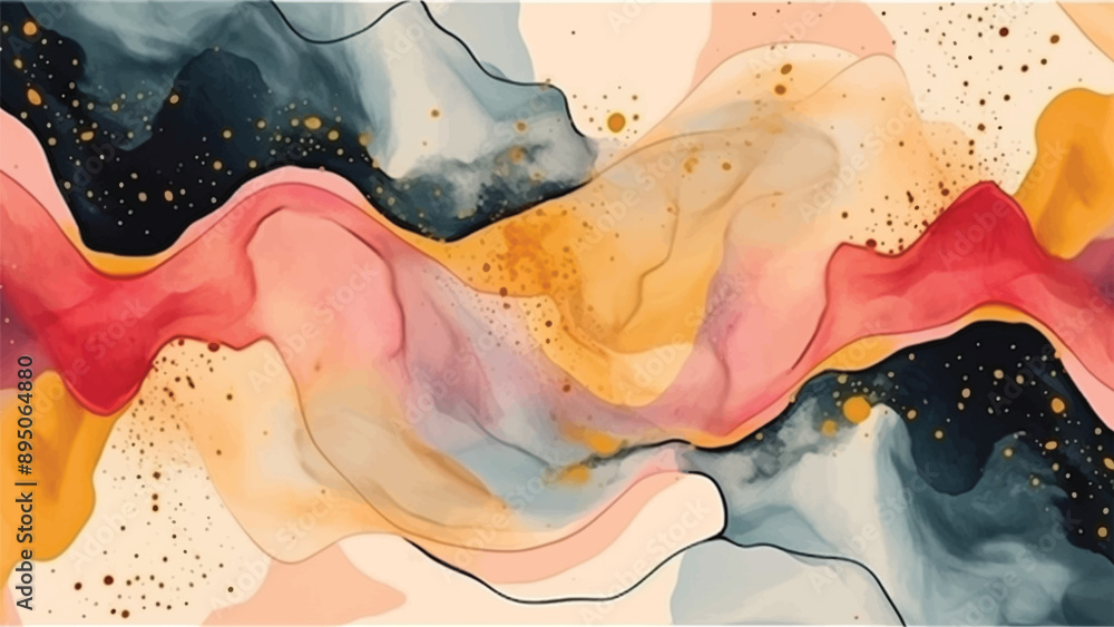Fototapeta premium Abstract background, nature contemporary watercolor colorful liquid oil for design, power point template, rsvp, wedding, invitation. Vector background illustration.