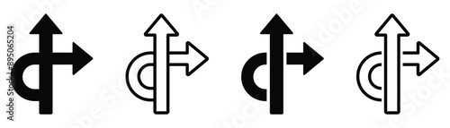 Choice vector icons set. Alternate Route line and filled flat designs