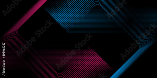 Dark geometry minimalistic design background with blue pink lines