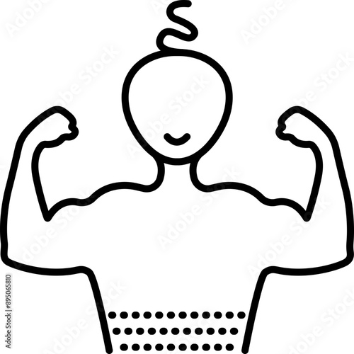 Ukrainian bodybuilder, strongman with big muscles, black line icon. Vector monochrome illustration, editable stroke