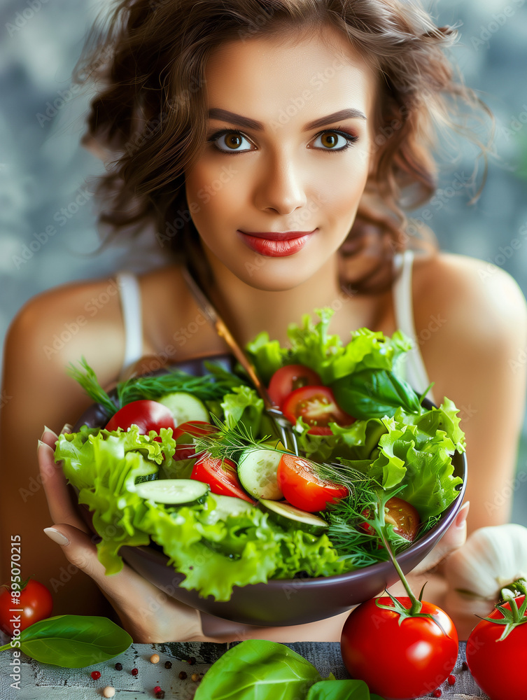 a girl is smiling as she eats a healthy dinner, beautiful women, colorist, lunch in the kitchen, vegan food, vegetarian, fruits, female nutritionist analyzing the nutritional components of the dish a girl is smiling as she eats a healthy dinner, beautiful women, colorist, lunch in the kitchen, vegan food, vegetarian, fruits, female nutritionist analyzing the nutritional components of the dish