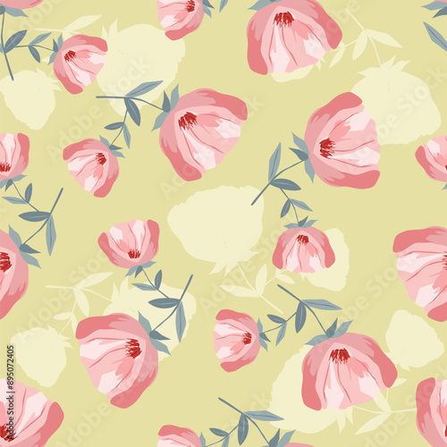 multicolor exotic hand drawn floral seamless pattern