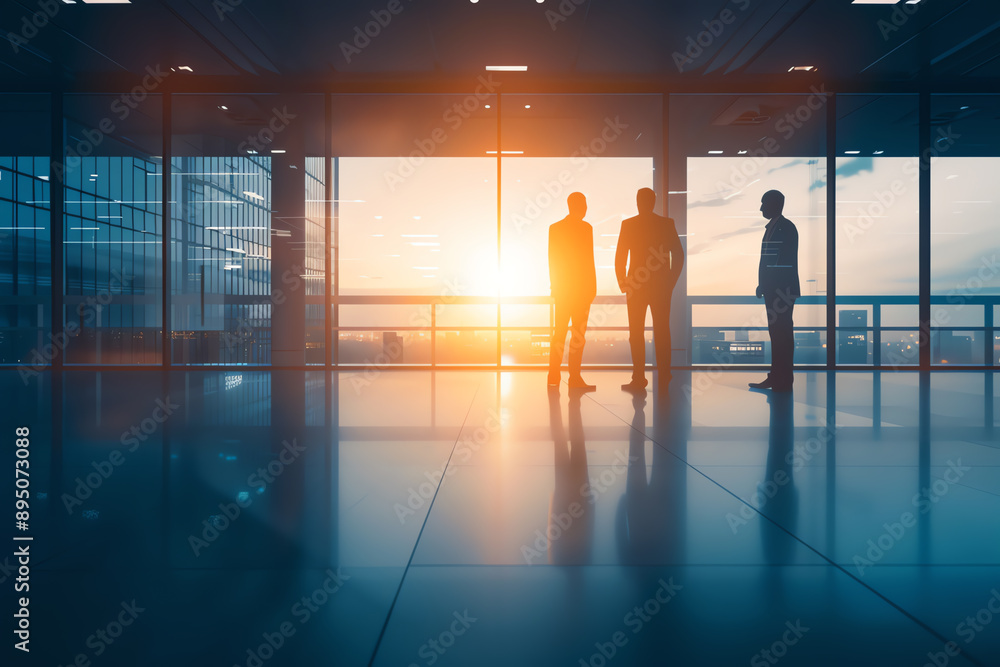 Business professionals in a hightech office engaged in an insightful business talk Business professionals in a hightech office engaged in an insightful business talk