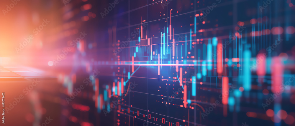 Dynamic stock market graph displayed on a sleek digital screen with vibrant technology graphics Dynamic stock market graph displayed on a sleek digital screen with vibrant technology graphics