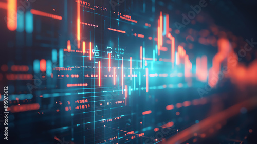 Futuristic stock market chart with glowing digital lines and hightech interface