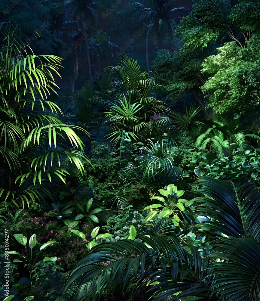 Lush Green Tropical Rainforest Jungle Illustration Lush Green Tropical Rainforest Jungle Illustration
