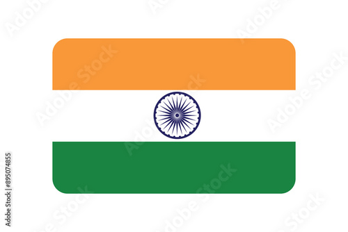 India flag - rounded rectangle colorful flag representing a country cultural identity and heritage. The essence of national pride and unity. Vector flag on transparent background.