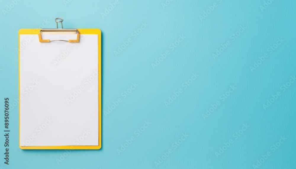 Yellow Clipboard on Blue Background. Yellow Clipboard on Blue Background.