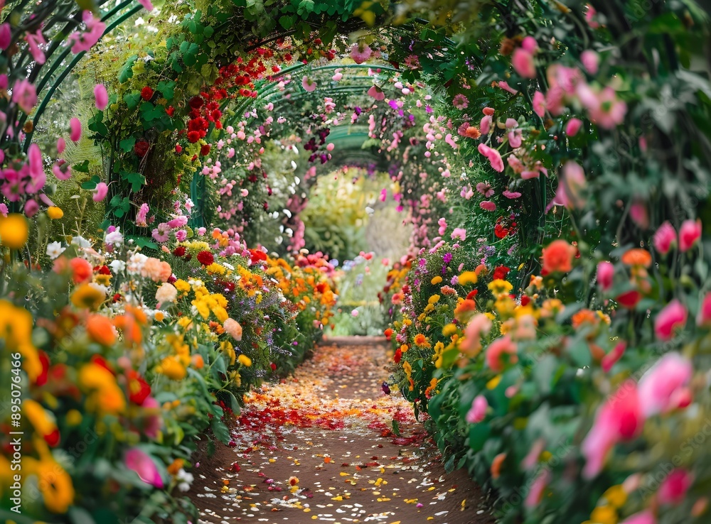 Fototapeta premium Blooming Flower Archway Pathway