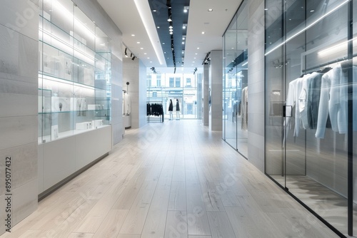 Modern Clothing Store Interior With White Sweatshirts