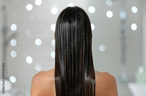 Woman With Wet Hair In Bathroom