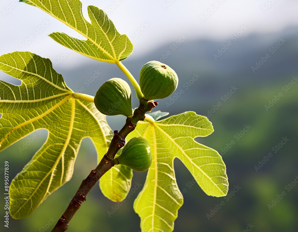 Fototapeta premium A branch with green figs