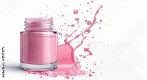Pink Nail Polish Spills on White Background