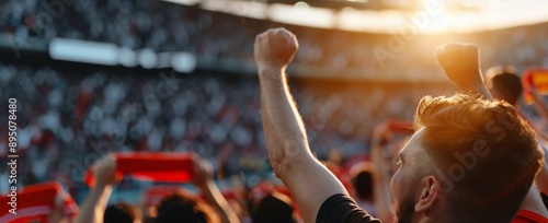 Fan Cheering at Stadium During Game