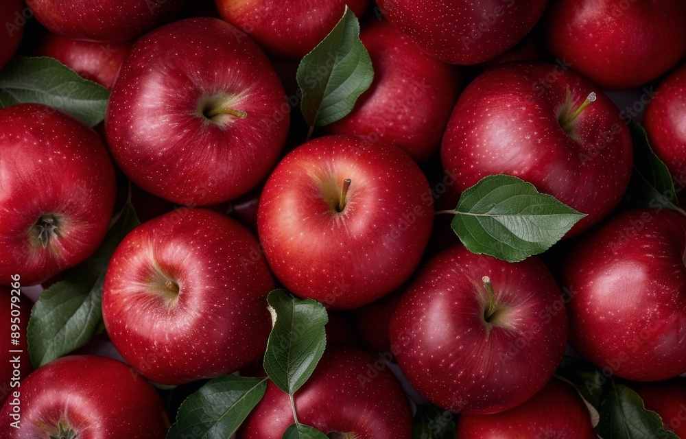 Red Apples With Green Leaves Red Apples With Green Leaves