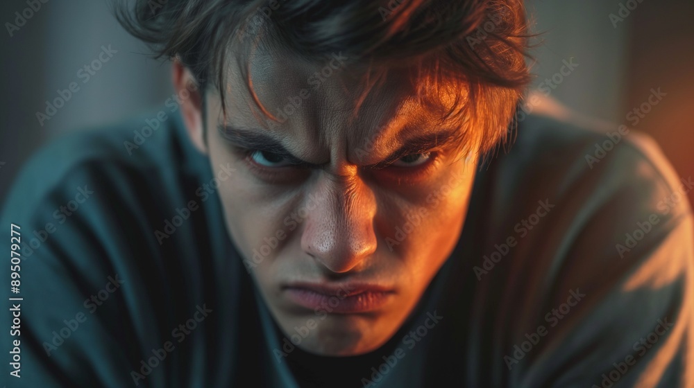 Man with a fierce angry look, perfect for conveying frustration and intense emotions in visual projects. Man with a fierce angry look, perfect for conveying frustration and intense emotions in visual projects.