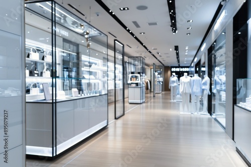 Modern Clothing Store Interior With White Sweatshirts