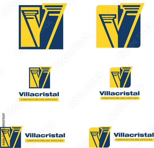 Logo empresa de construcción V columnas