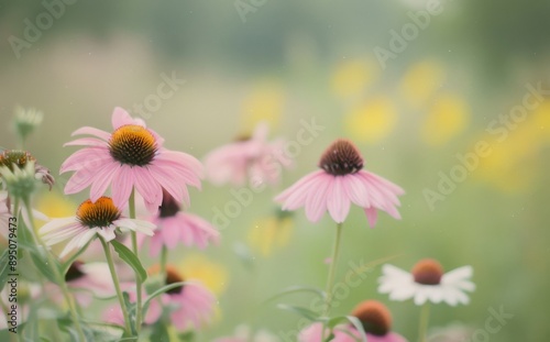 Pink Coneflower in a Summer Garden