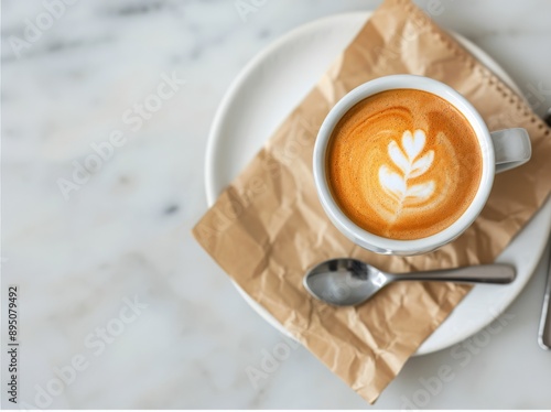 Cup of Coffee on White Tablecloth