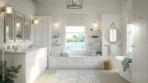 Wallpaper Mural A beautiful bathroom with a large window and a freestanding bathtub Torontodigital.ca