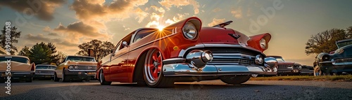 Car show featuring classic and custom vehicles