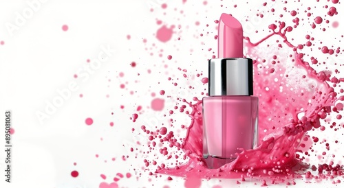 Pink Nail Polish Spills on White Background