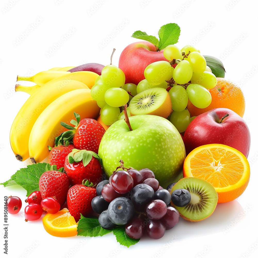 Fruit set. Orange, banana, pineapple, kiwi, lemon, strawberry Fruit set. Orange, banana, pineapple, kiwi, lemon, strawberry