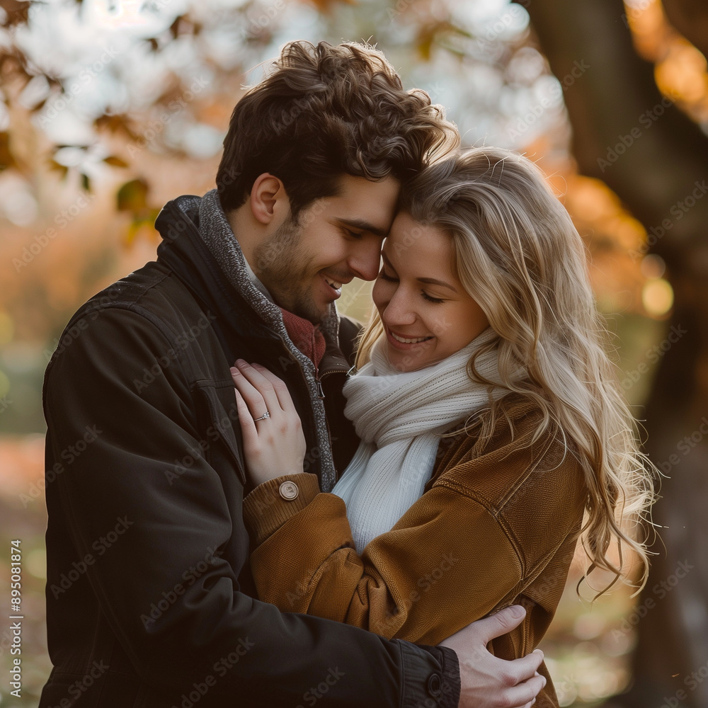 Lovely couple hugging on street Lovely couple hugging on street