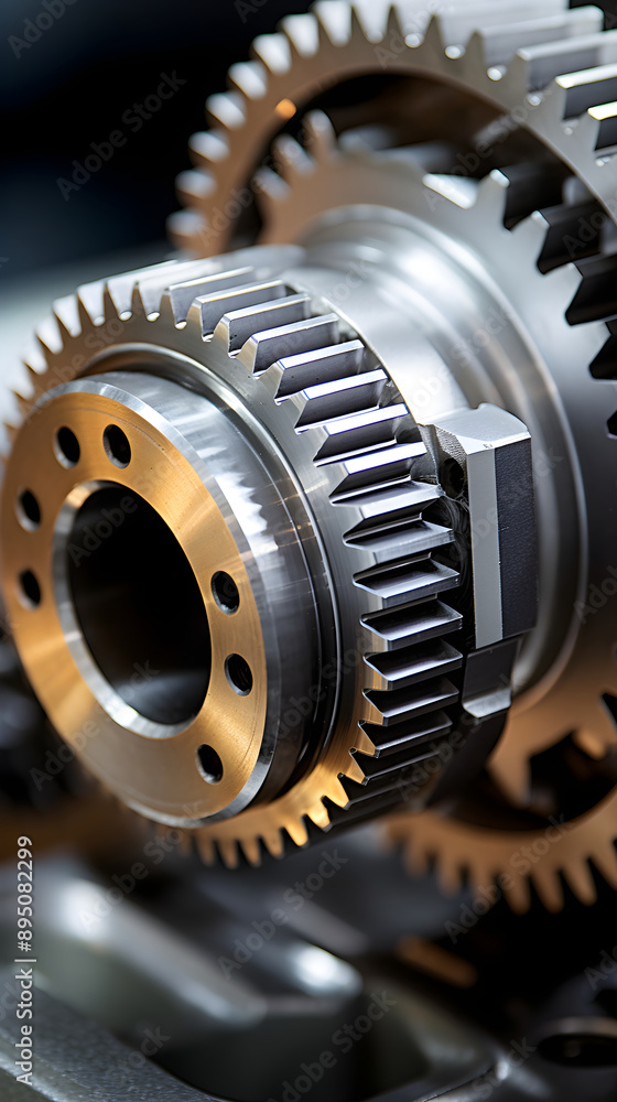 Fototapeta premium Close Up View Of A Precision Engineered Driver Gear, Central Component in Machine Functionality