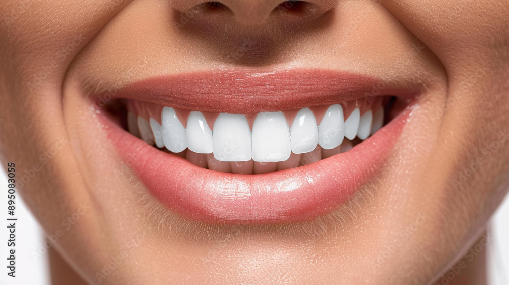 Smile with healthy white teeth close up Smile with healthy white teeth close up