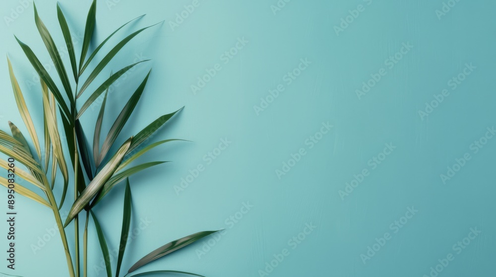 Palm Leaf on Blue Background Palm Leaf on Blue Background